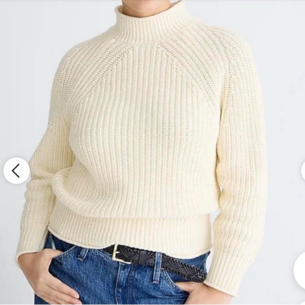 J Crew chunky knit mockneck cream sweater